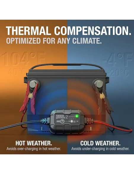 NOCO - GENIUS2, Cargador de batería de coche inteligente de 2A (6/12V)