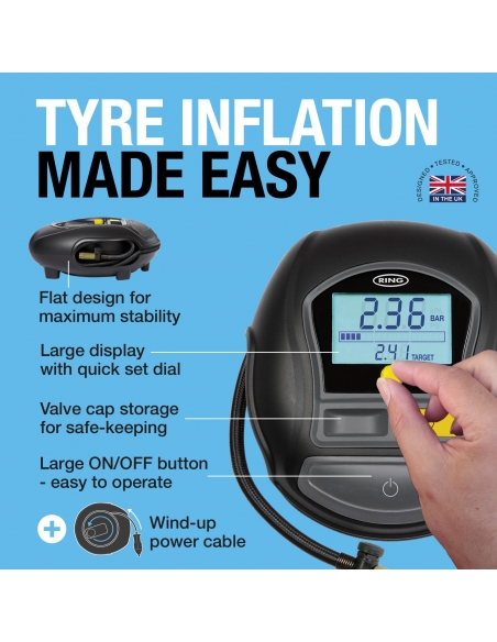 Inflador de neumáticos digital rápido 12 V CC