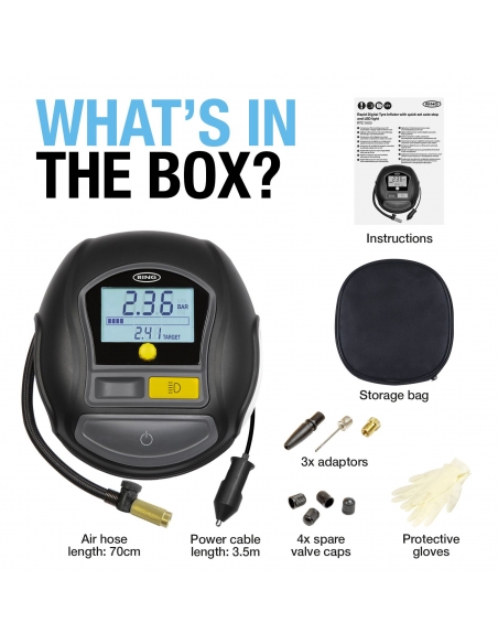 Inflador de neumáticos digital rápido 12 V CC