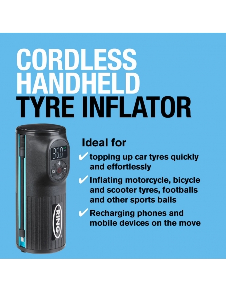 Inflador de neumáticos inalámbrico recargable compacto