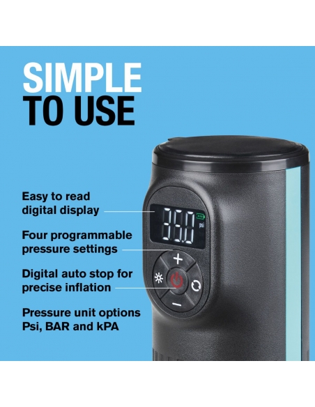 Inflador de neumáticos inalámbrico recargable compacto