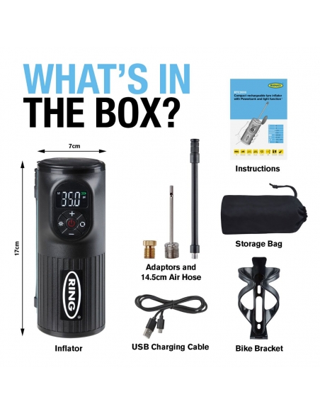 Inflador de neumáticos inalámbrico recargable compacto