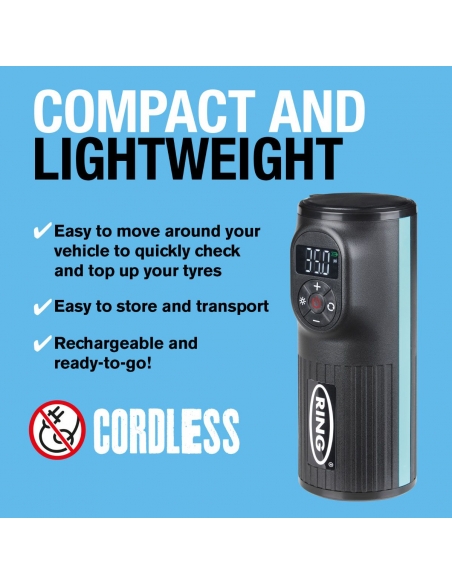 Inflador de neumáticos inalámbrico recargable